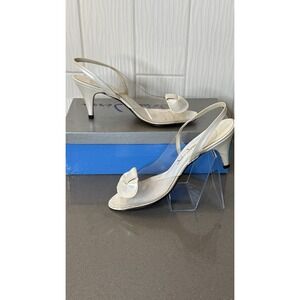 Vintage John Jerro Women's Shoe Clear/Pearlized White Sling backs Size 8S